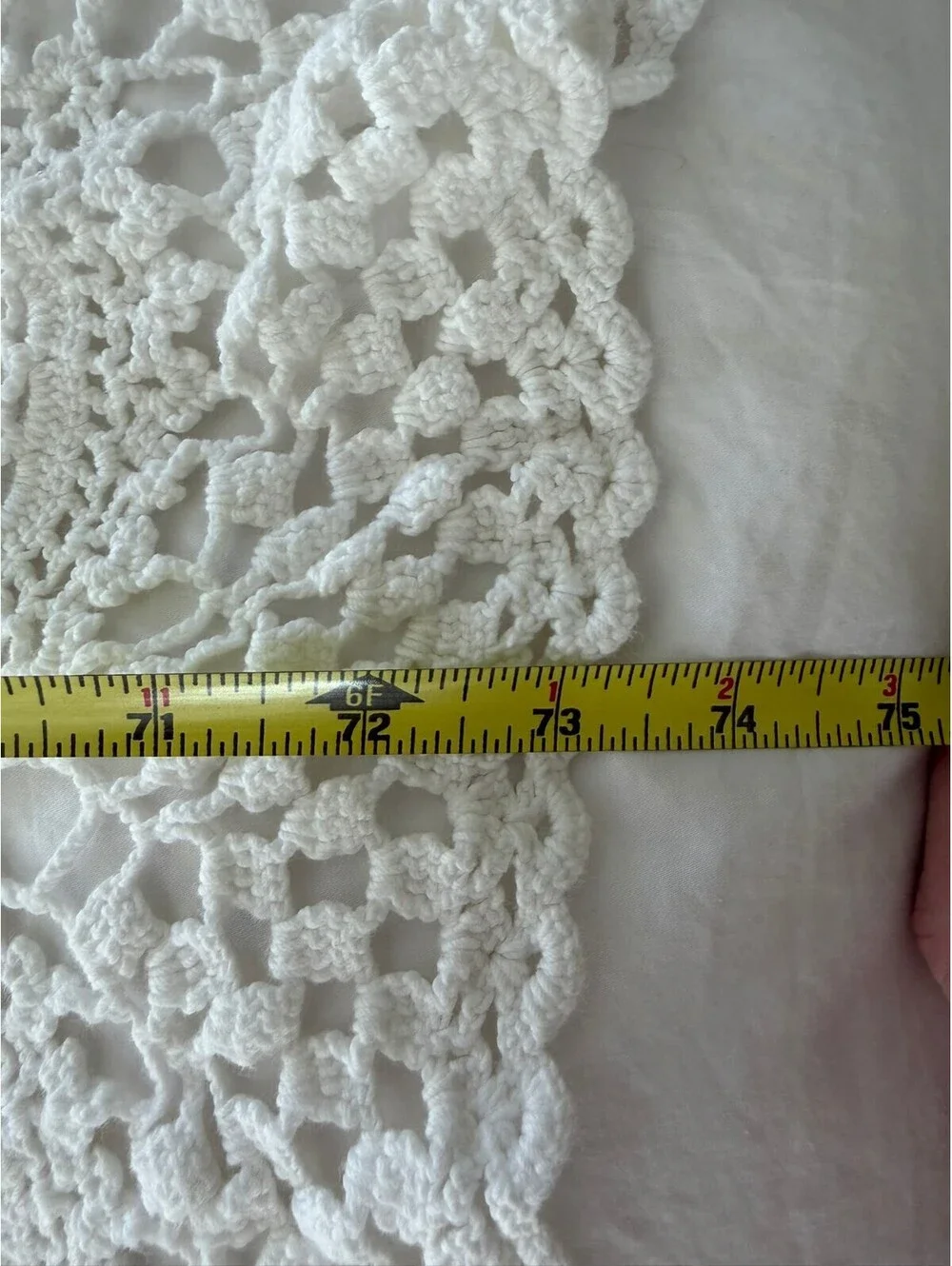 Vintage Hand Crocheted Lace Bedspread White Cotton Full Queen Coverlet